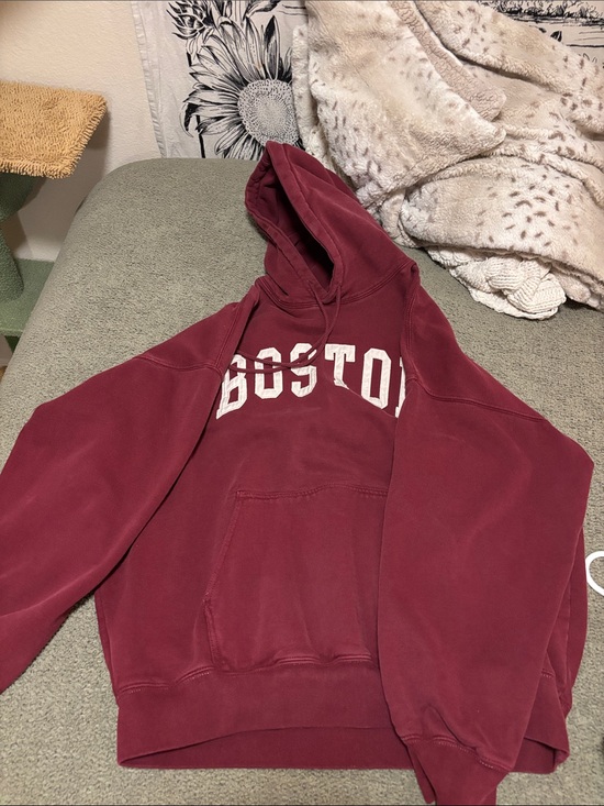 Brandy Melville Tops - Brandy Melville Boston Maroon Pullover Hoodie